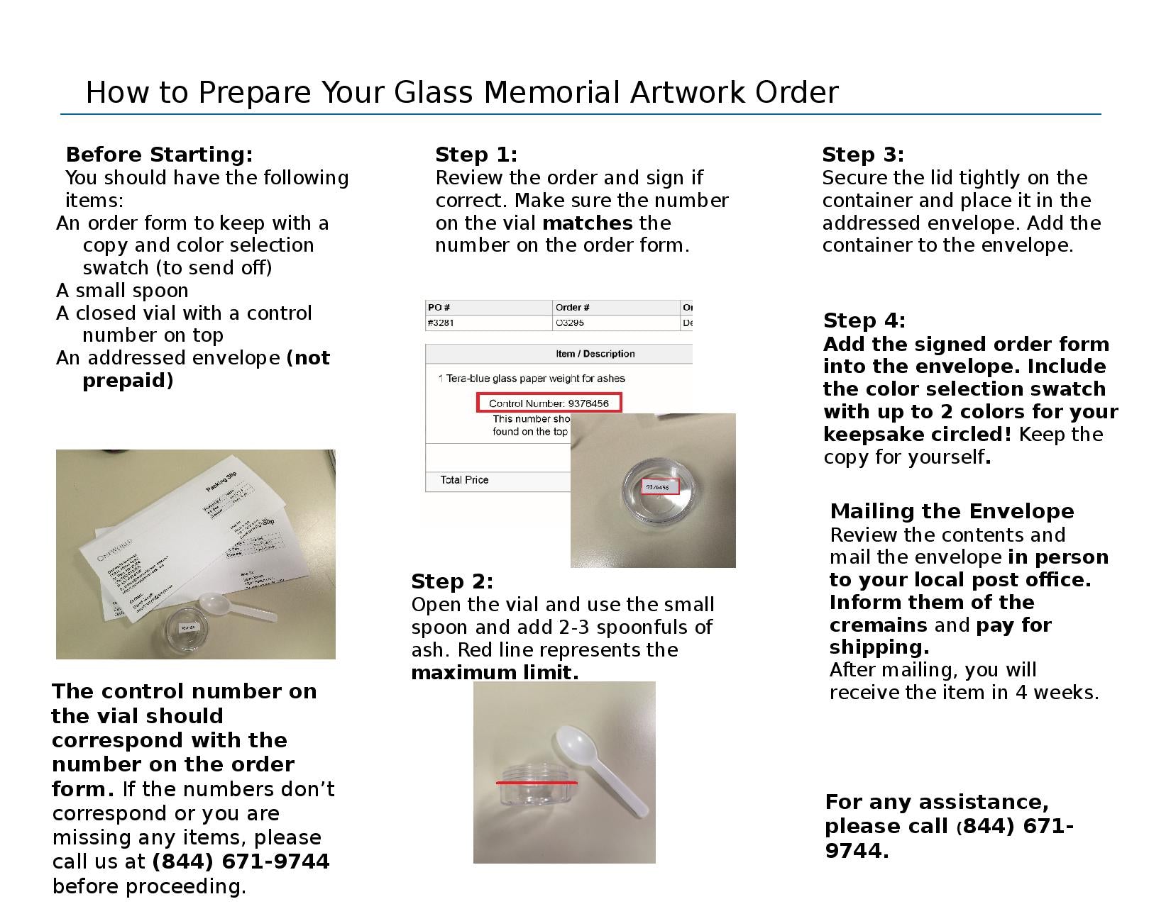 Page 2 of Glass Cremation Keepsake Instructions