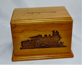 Baldwin train wooden cremation urn