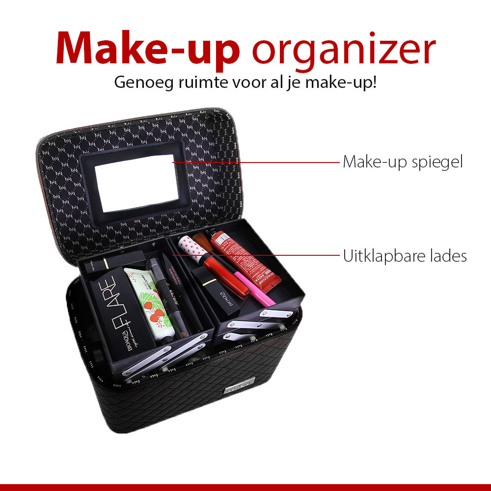 Gehakt Refrein speel piano Make Up Koffer - Make Up Organizer - Beautycase Met Spiegel - Zwarte C –  ESM Retailgoods