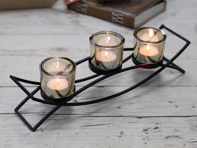 Centrepiece Iron Votive Candle Holder - 3 Cup Silhouette