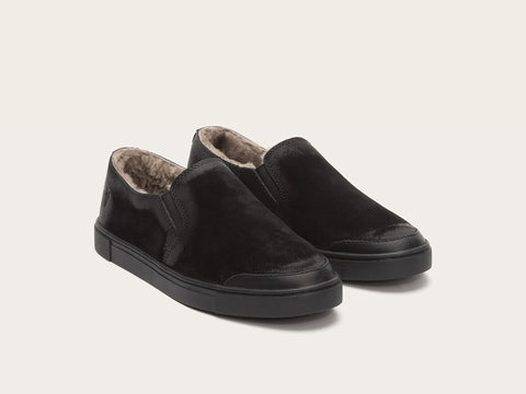 black slip on with shearling