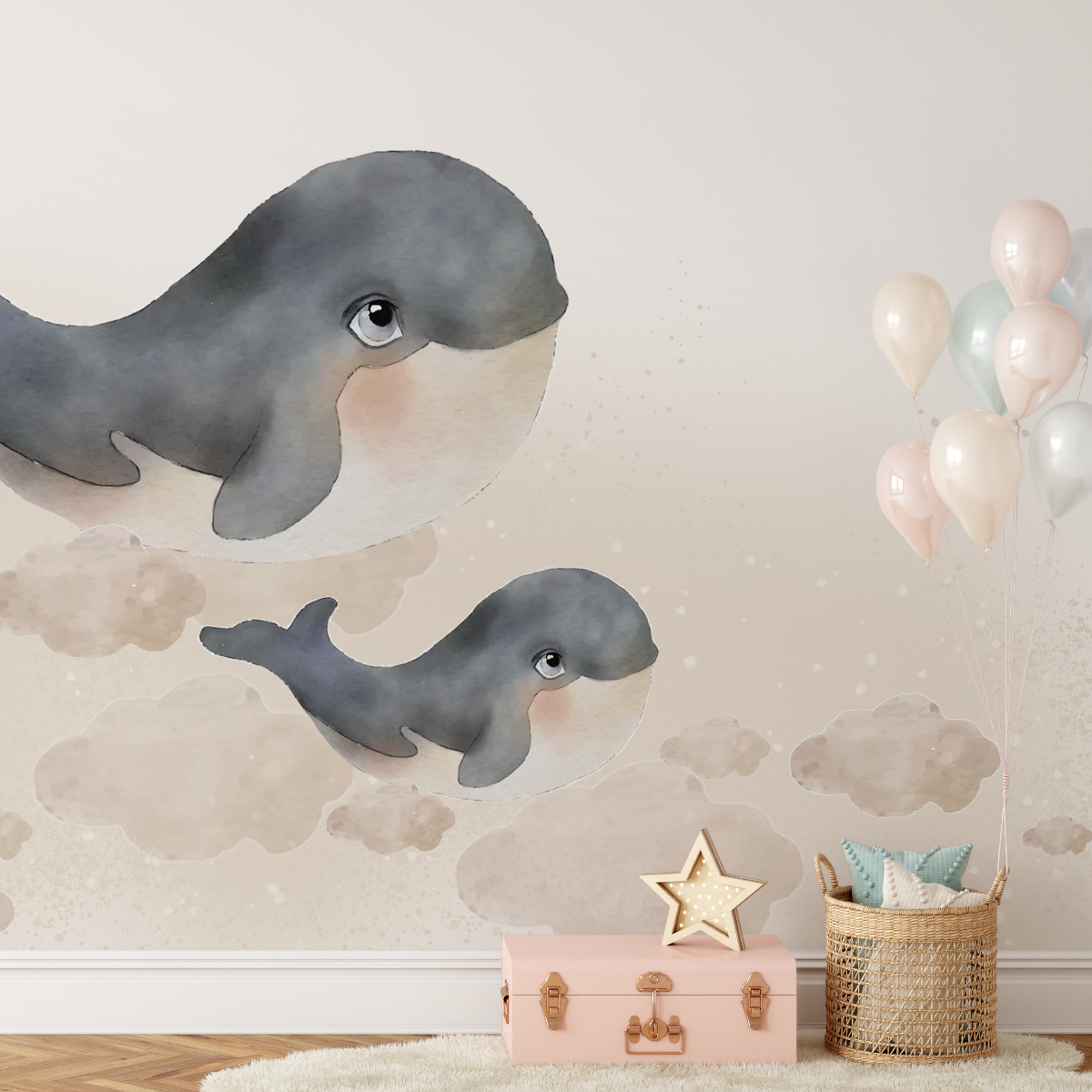 Blauwdruk Zwaaien binnenkomst Grote walvis foto behang | Maak een babykamer om trots op te zijn – LM Baby  Art