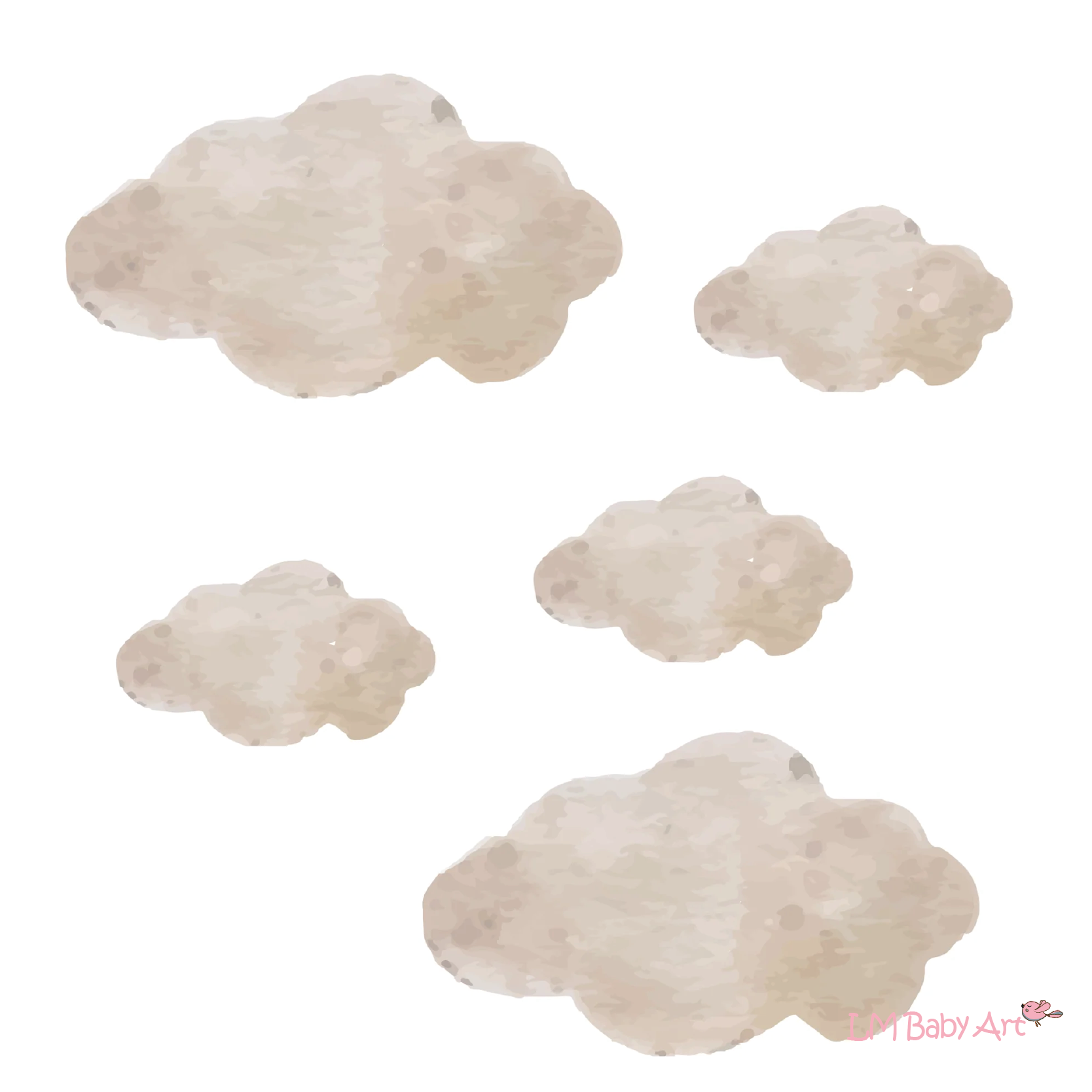 knuffel Ruimteschip tand Muursticker grote wolken | Beige wolken | LM Baby Art – LM Baby Art