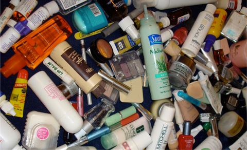 Cosmetics pile