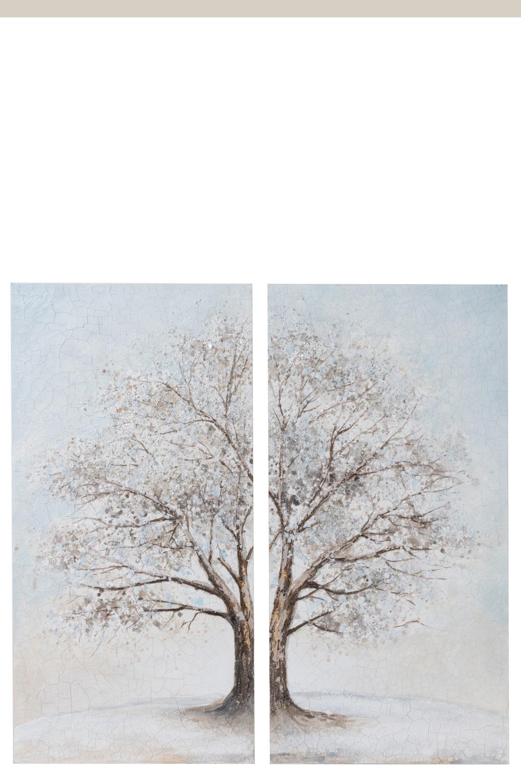 BILD "BAUM" 2 TEILE KANVAS/HOLZ BRAUN/BLAU (120,5x3,5x120cm)