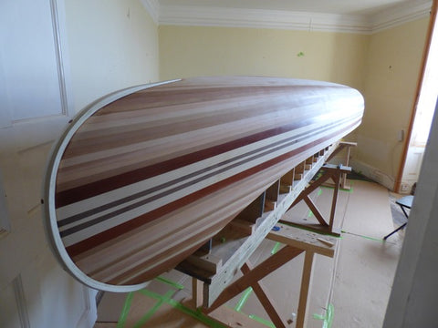 Hamish Hamilton's Nomad 17 canoe indoors