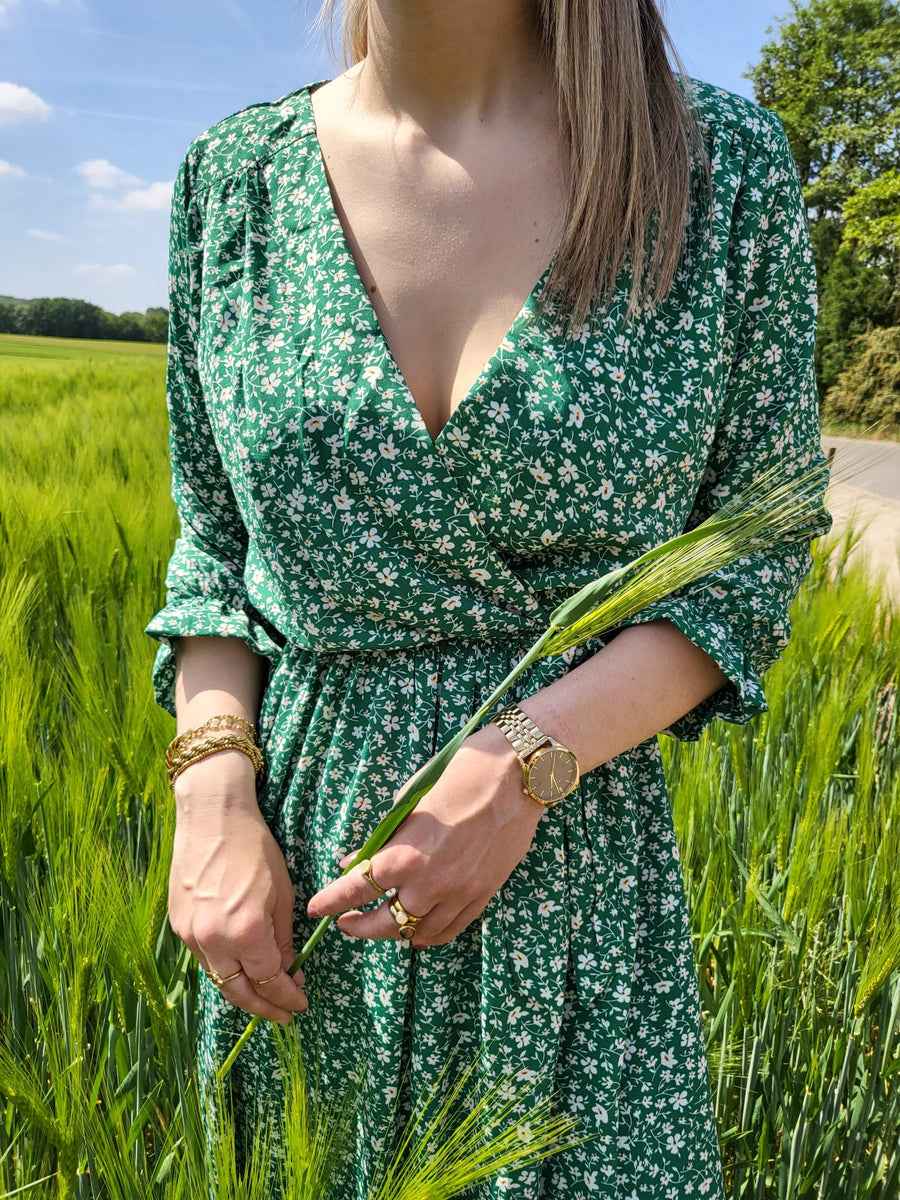 Vooruitzicht Modieus Concessie Maxi jurk groen bloemen – Pure by Saya