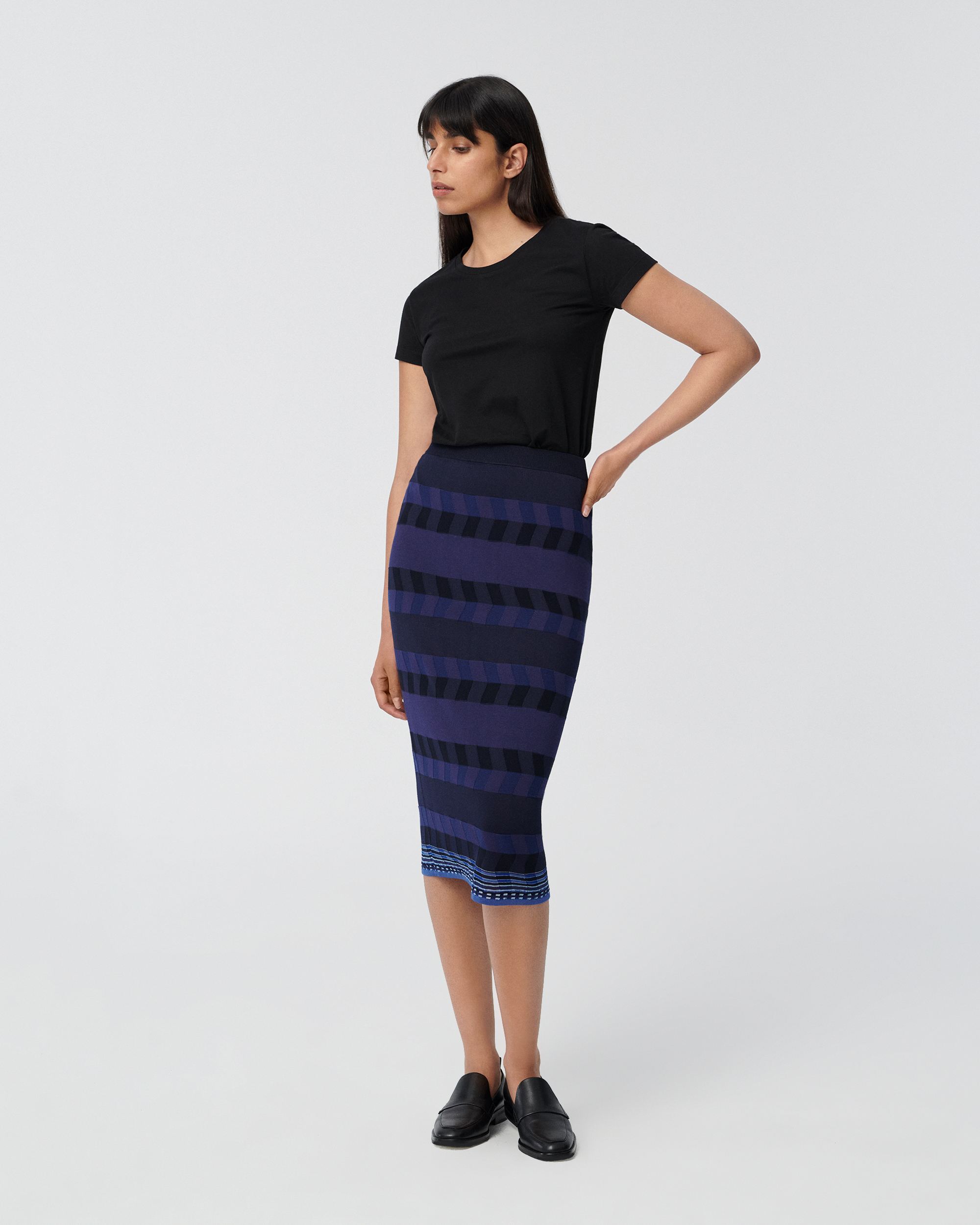 dvf high waisted fitted midi skirt