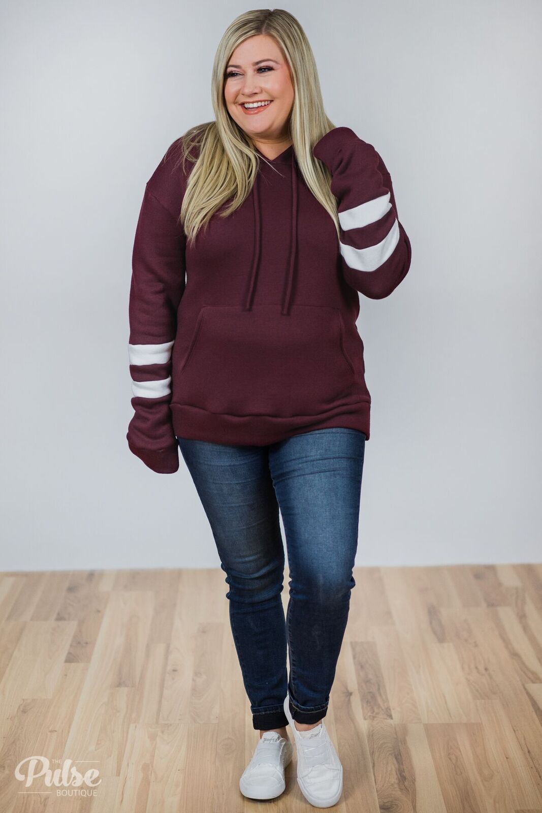 Feels Like Home Soft Hoodie- Burgundy Outfit
