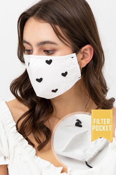Mascarilla Corazones Blanca