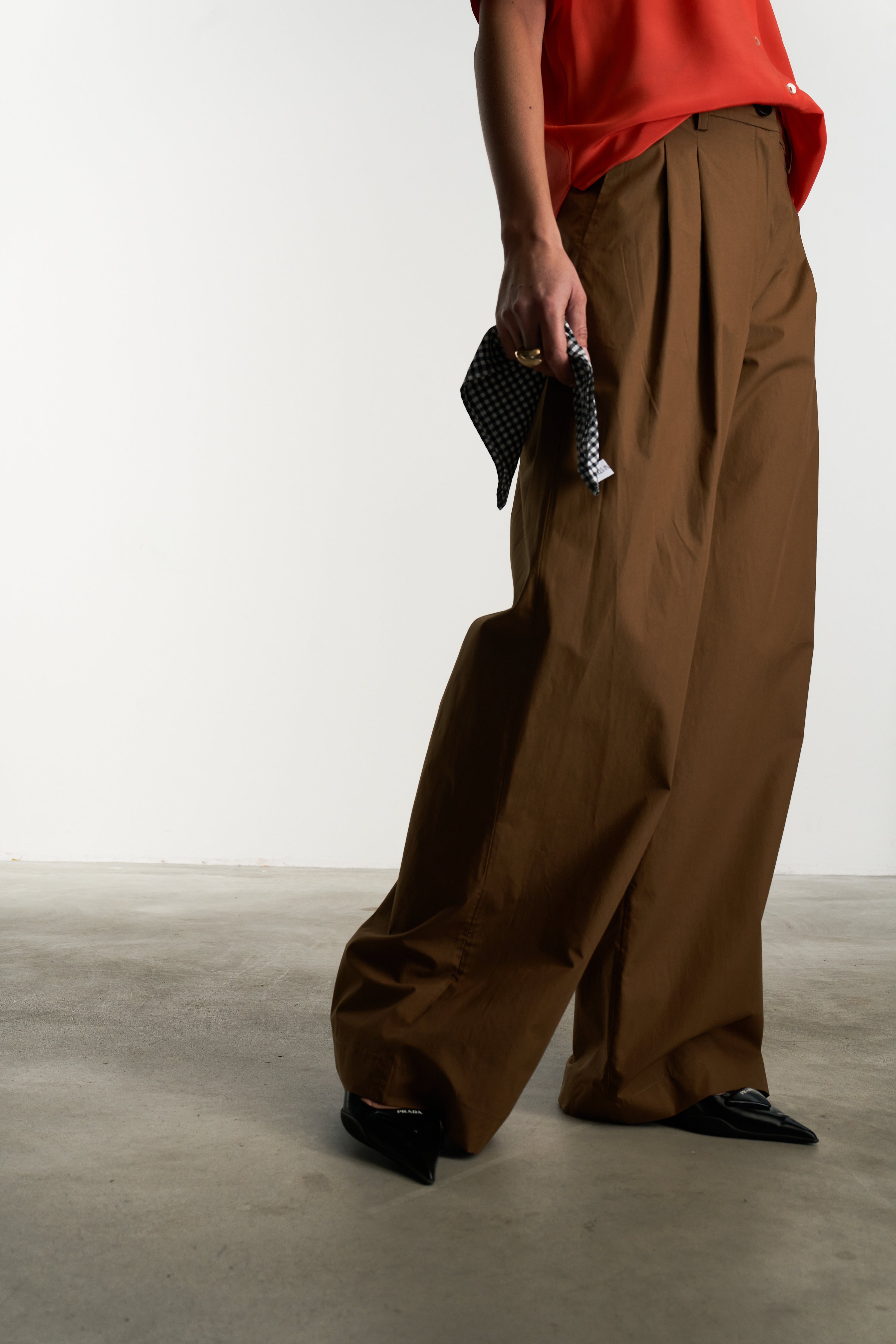 marni wool tropical wide slacks brown