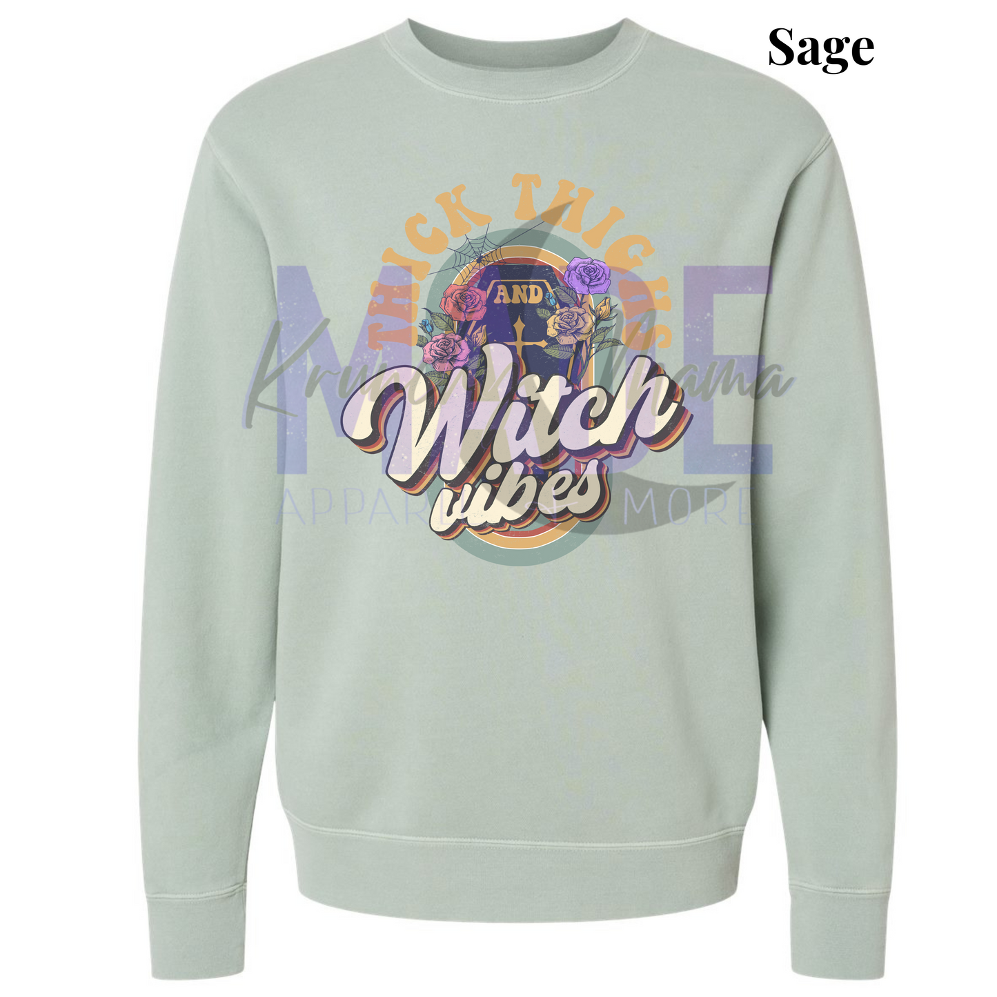 Thick Thighs & Witch Vibes Retro Crewneck