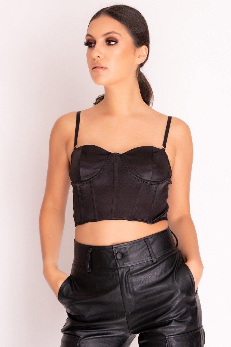 black satin bralette top