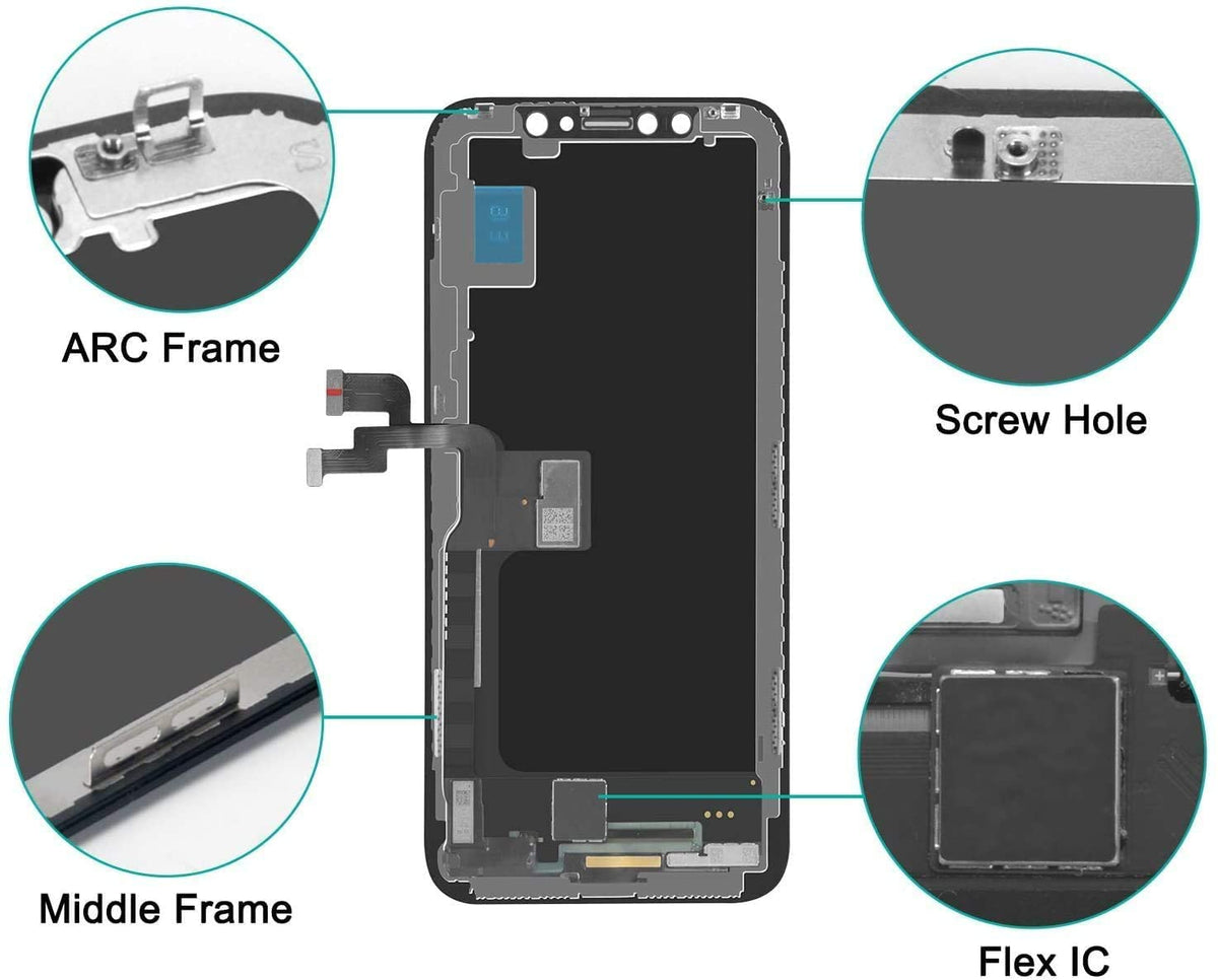 Screen Replacement 5.8 inch for iPhone X OLED X NOT LCD A1901 A1902 Compatible with Model A1865 3D Touch Display Digitizer Assembly with Repair Tools