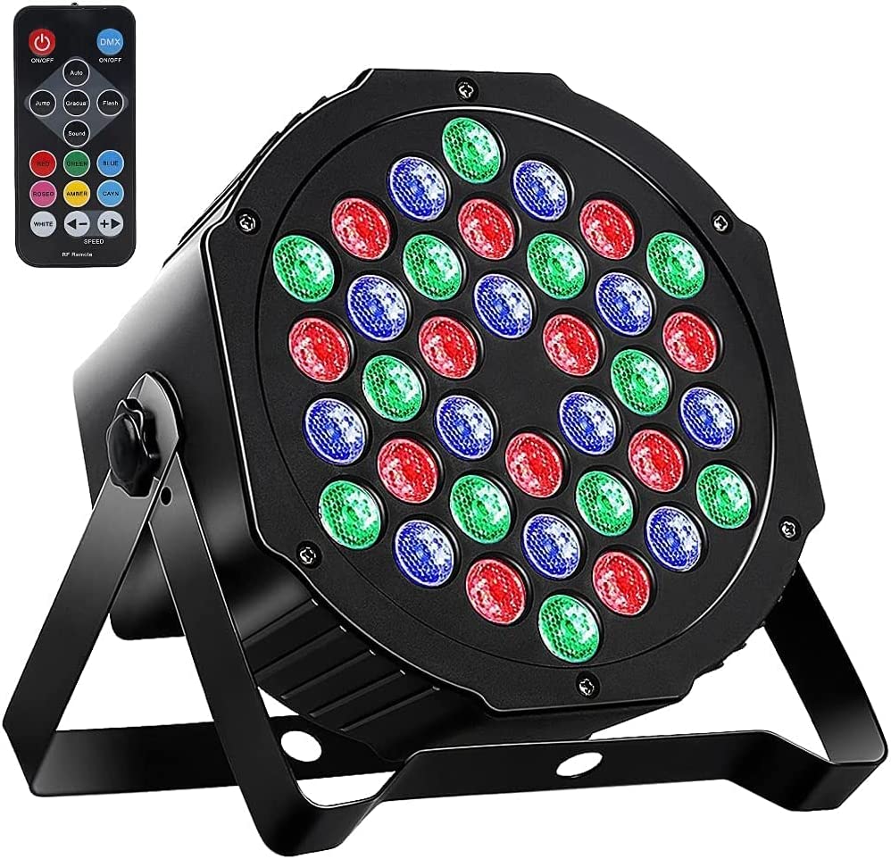 36x1W LED RGB 7 Channel Uplights Indoor with Sound Activated for DJ KTV Disco Party&Wedding Concert Light DJ Lights for Stage DMX and Remote Control Lighting（2pack） 