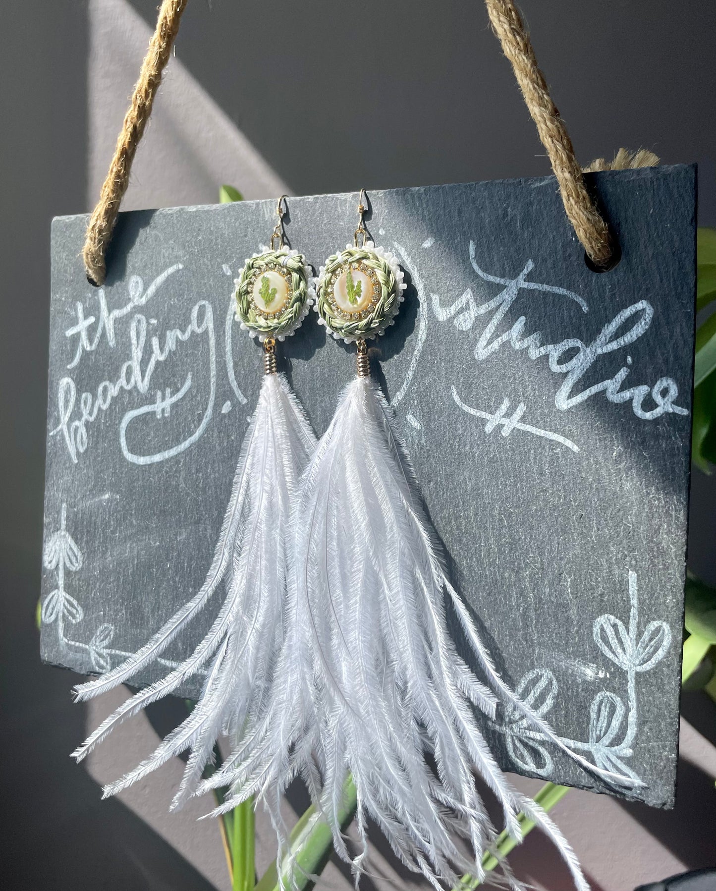 Sweetgrass & Feather Earrings