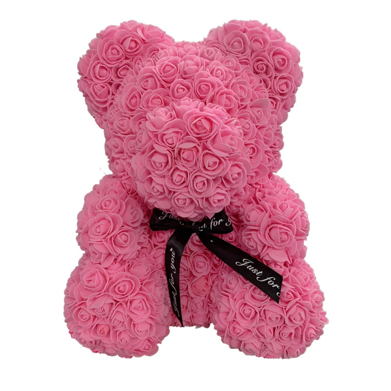 Cute Rose Flower Teddy Bear Foam Bears Home Decorations Valentines' Gift 40cm 