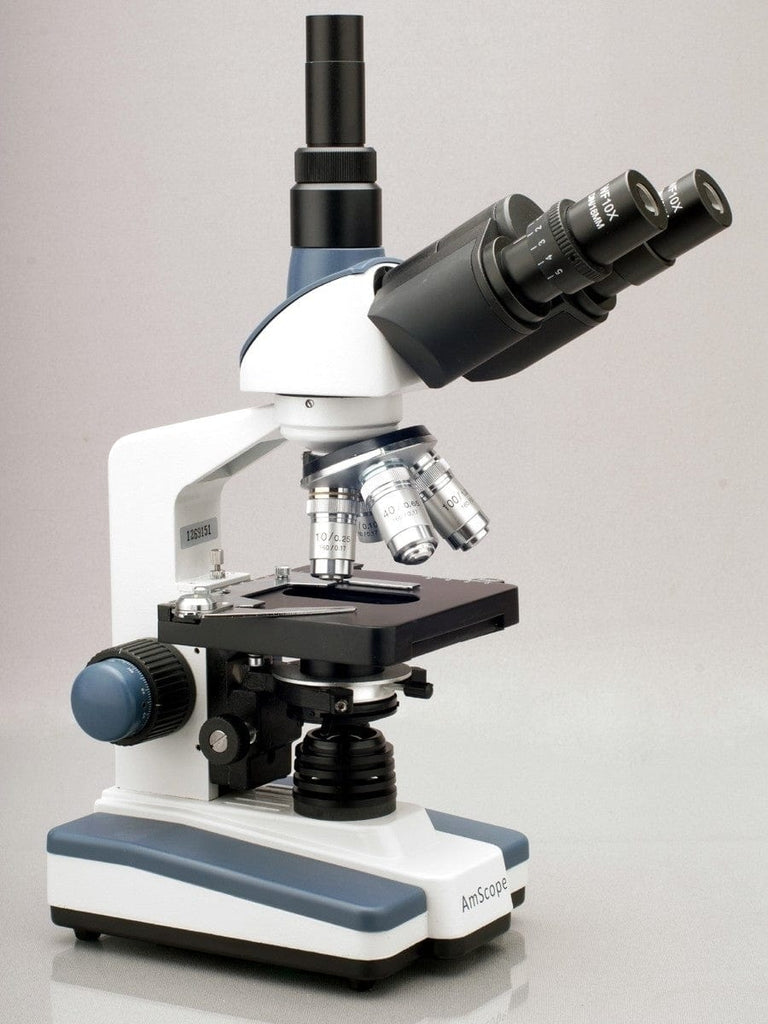 40X-1600X Magnification Brightfield WF10x and WF16x Eyepieces AmScope T340A-LED Siedentopf Trinocular Compound Microscope LED Illumination Double-Layer Mechanical Stage Abbe Condenser