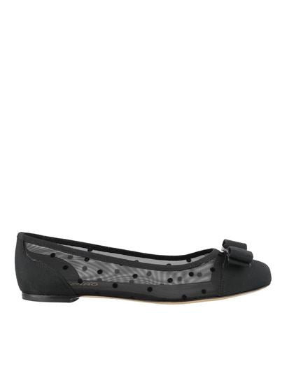 NEW SALVATORE FERRAGAMO Varina Dots Women's 707708 Black Flats Size 4.5 D  MSRP $725