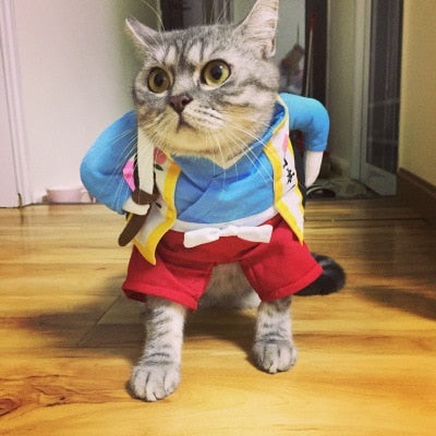 Funny Cat Dog Clothes Pet clothing Cosplay Role playing Suit Pirate Suit Halloween Clothes Dressing Up Cat Party Costume Suit