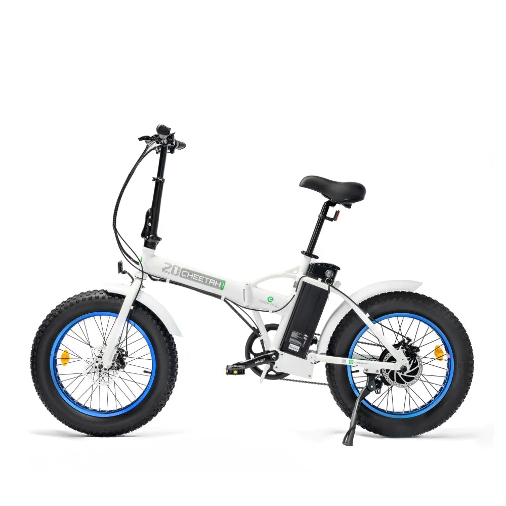 UL Certified-Ecotric Fat Tire Portable and Folding Electric Bike - White and Blue