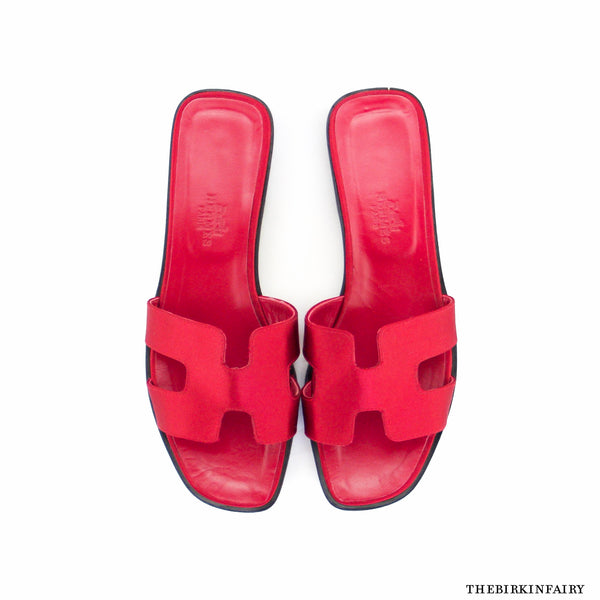 red hermes oran sandals