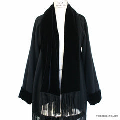Hermes Cashmere Velvet Fringe Coat with Fringe Size 36 NEW!