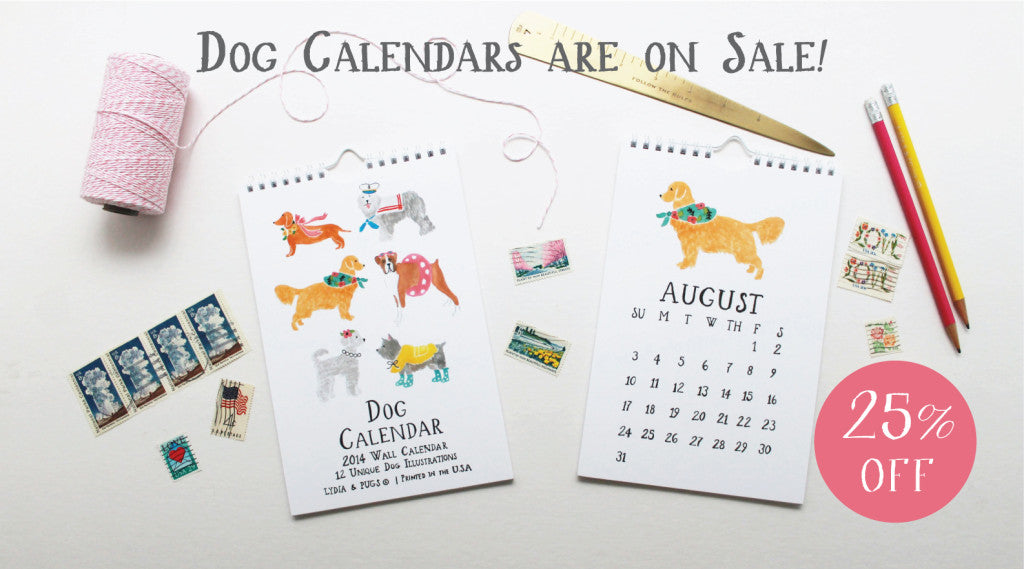 Lydia & Pugs - 2014 Dog Calendars Sale!