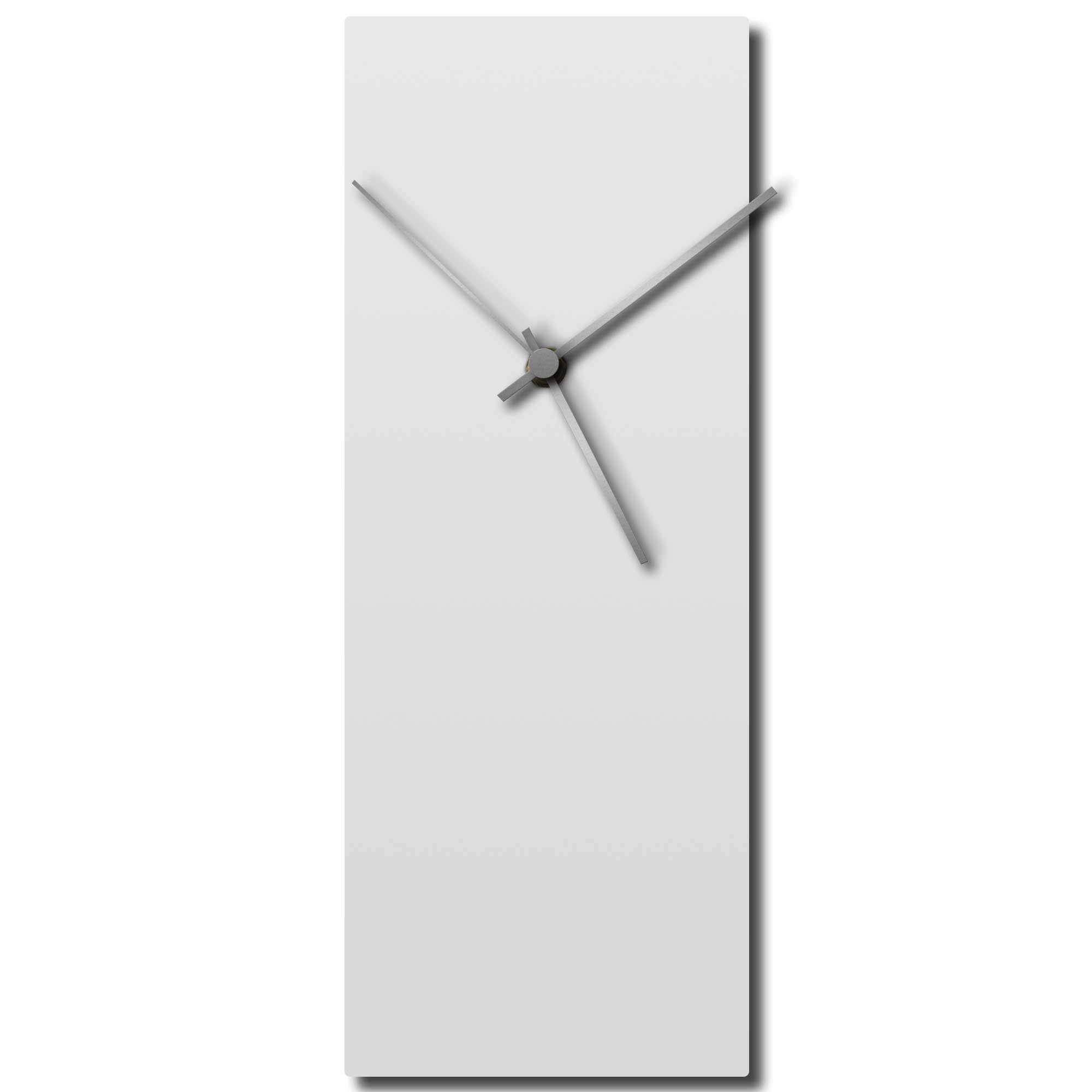 Whiteout Silver Clock by Adam Schwoeppe - Modern Wall Clock on Brushed White Polymetal