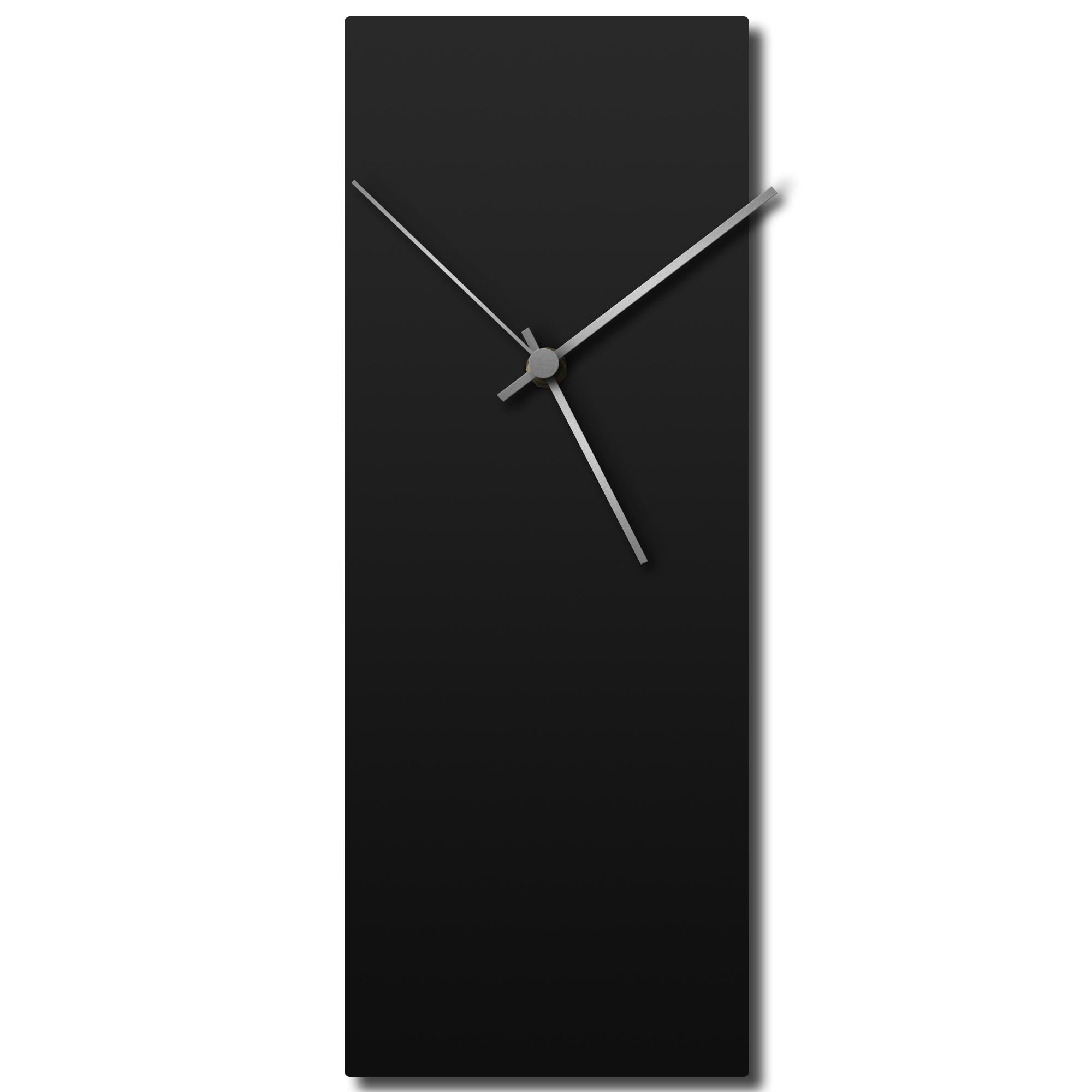 Blackout Silver Clock Large by Adam Schwoeppe - Modern Wall Clock on Brushed Black Polymetal