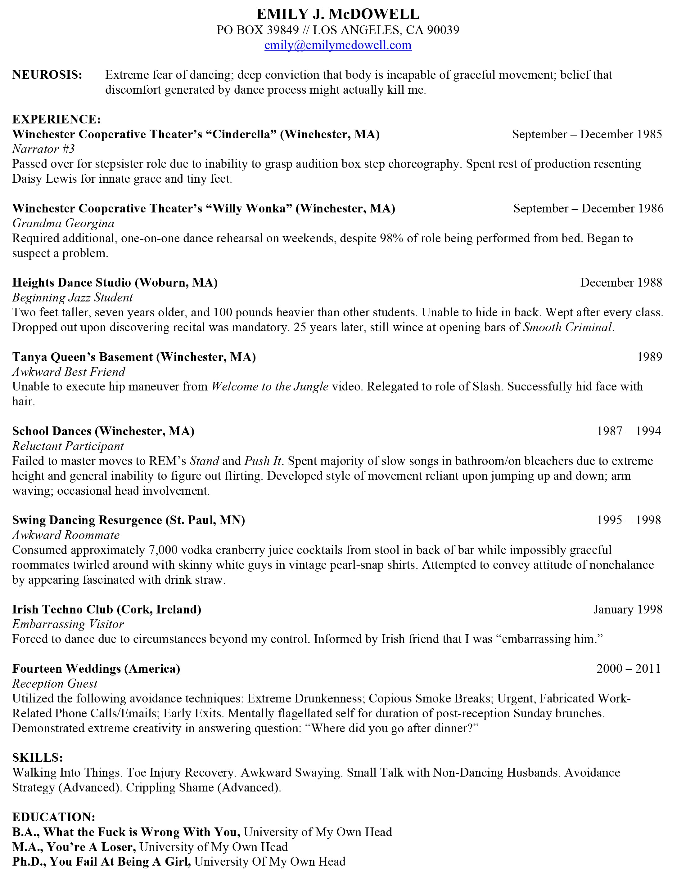 Dance Neurosis Resumé