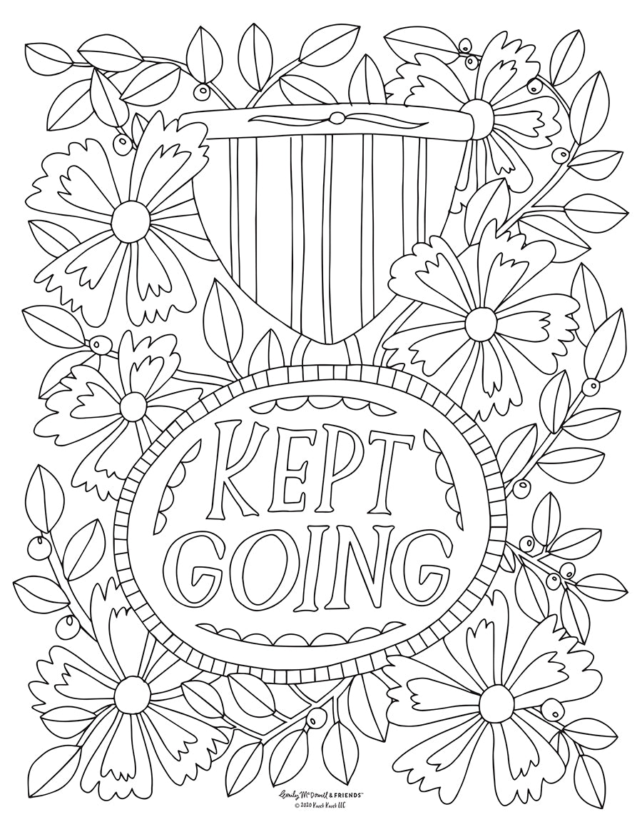 Emily McDowell Kept Going Printable Coloring Page