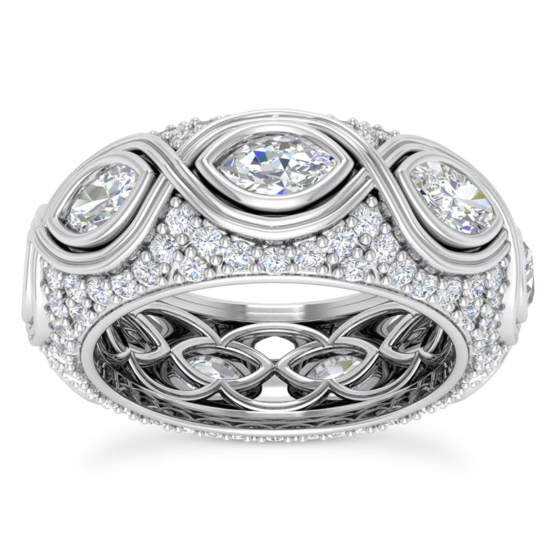 Modern Channel Set Engagement & Wedding Fancy Ring 3.75Ct Diamond 14k White Gold 