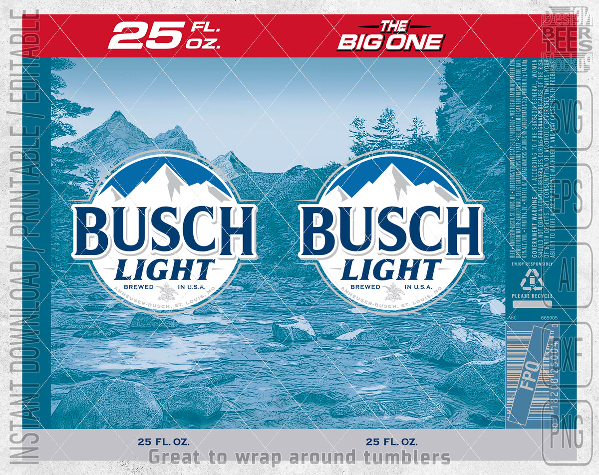 2 in 1 Busch Light Latte Beer Logo Inspired Can Wrap Tumbler PNG