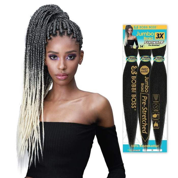 Bobbi Boss 3x Jumbo Feather Tip Pre-Stretched 54" Braiding - Super Beauty Online