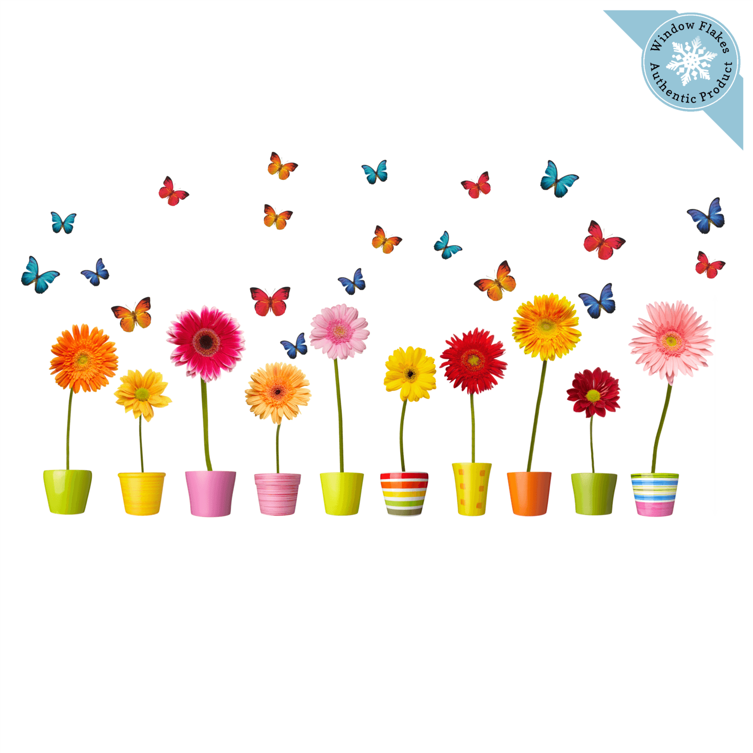 Potted Flower Butterfly Window Cling Decal Glass Reusable Spring Decor –  Window Flakes