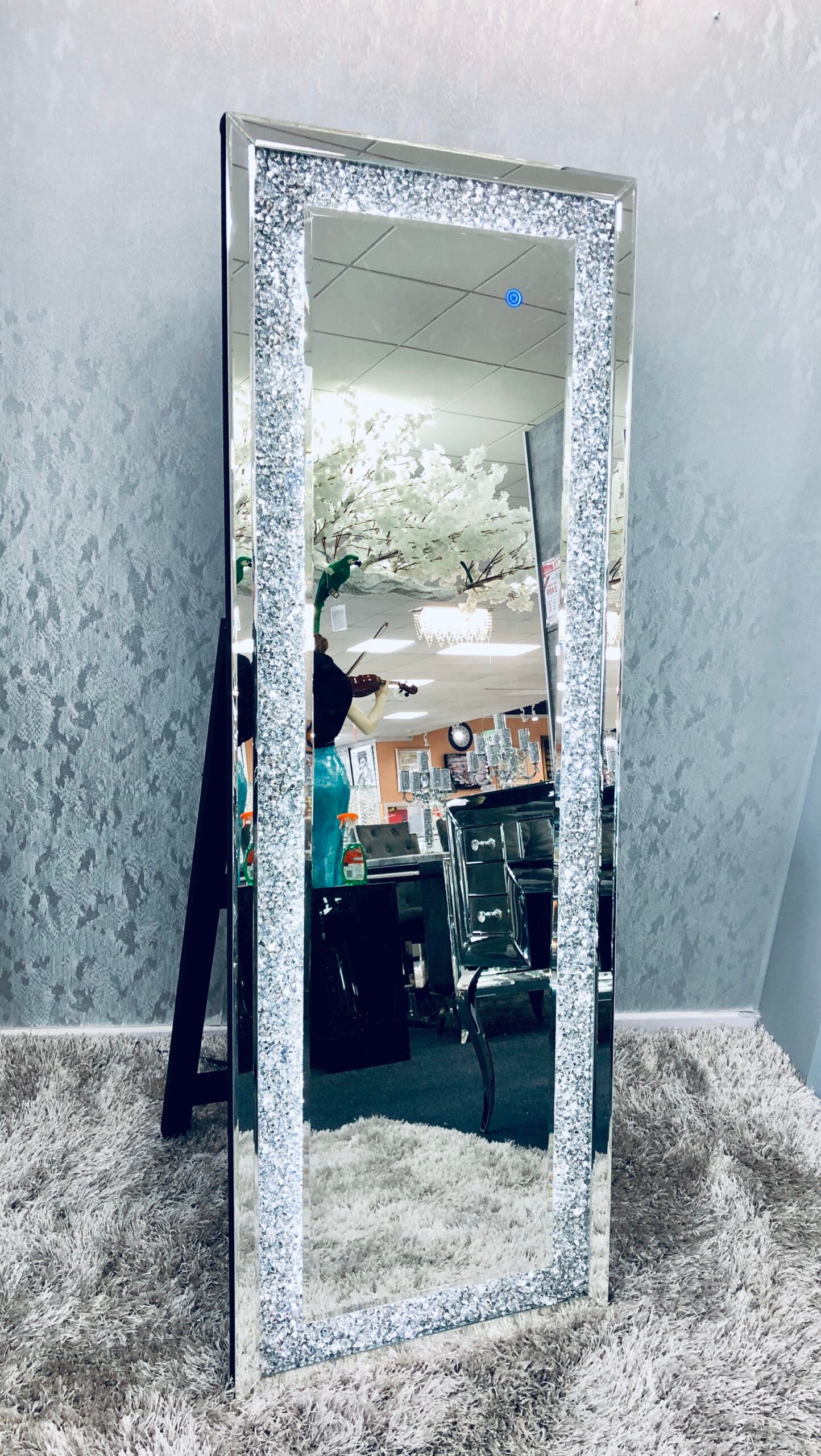 crushed crystal led mirror