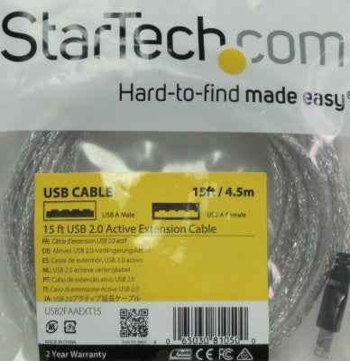 StarTech.com USB 2.0 アクティブ延長ケーブル/リピーター(15m) & 4