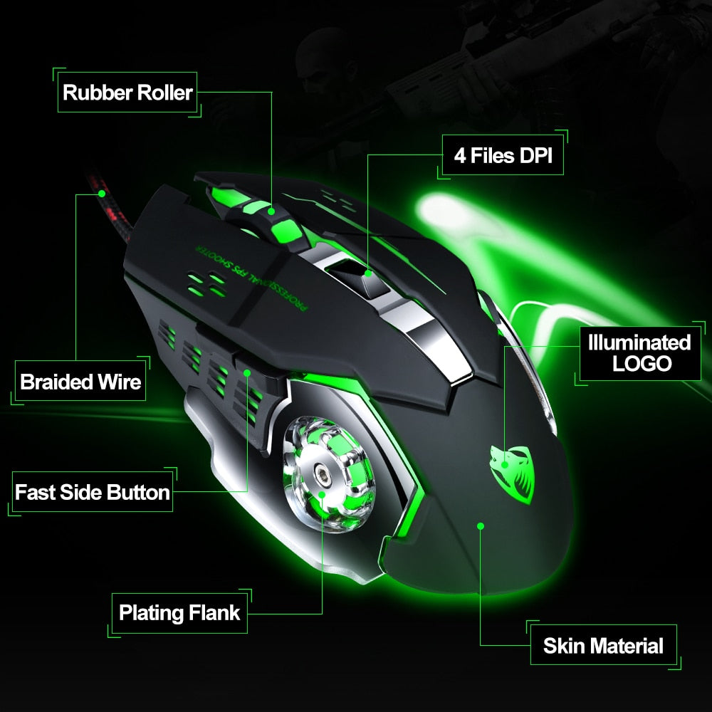 Silent Wired Optical Gaming Mouse 8D/3200DPI
