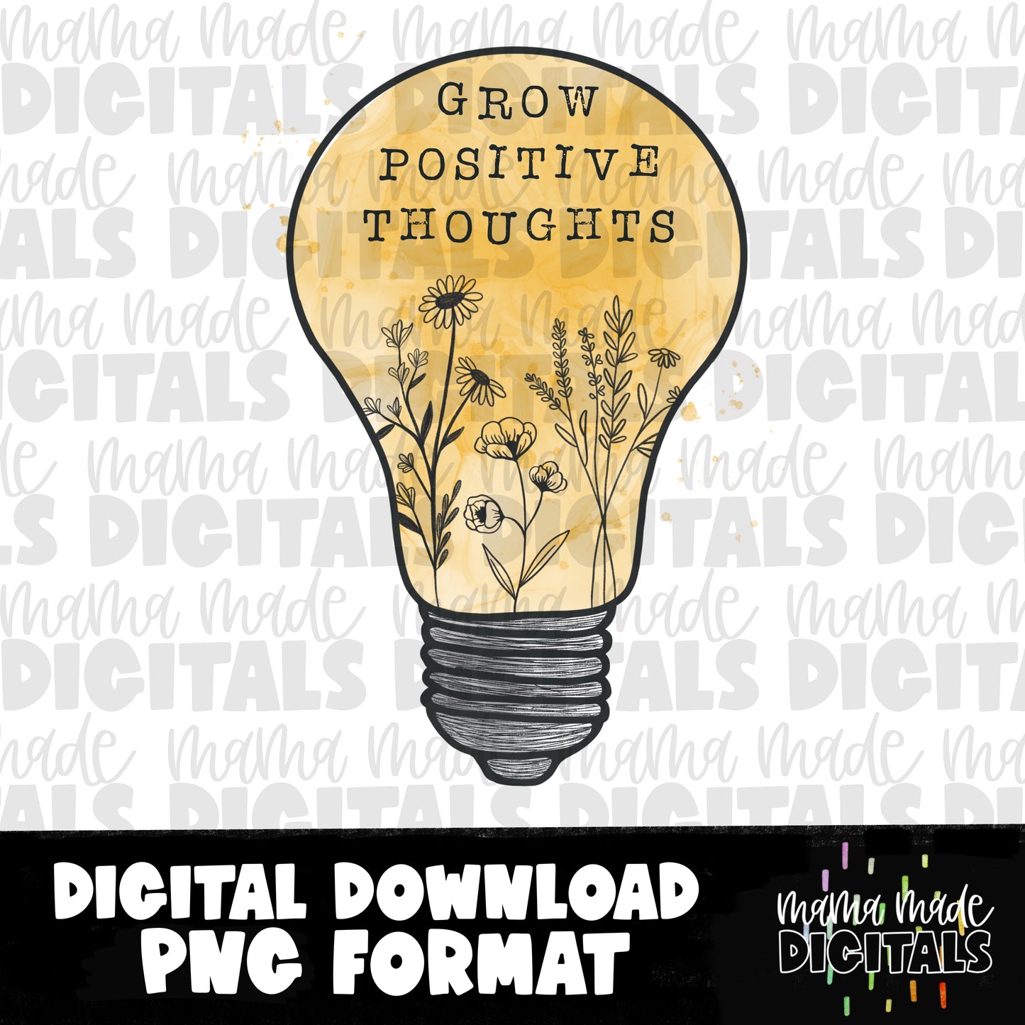 Grow Positive Thoughts | Digital Design | PNG