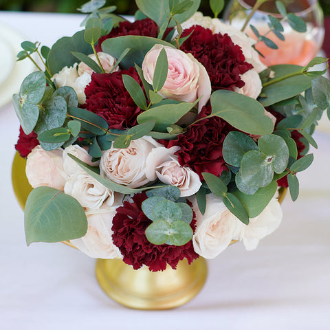 allure white centerpiece roses carnations