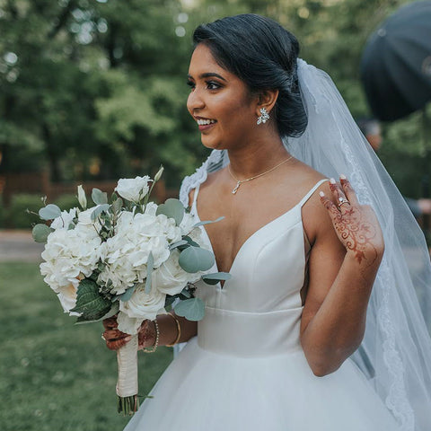 cherish white bridal bouquet roses hydrangea