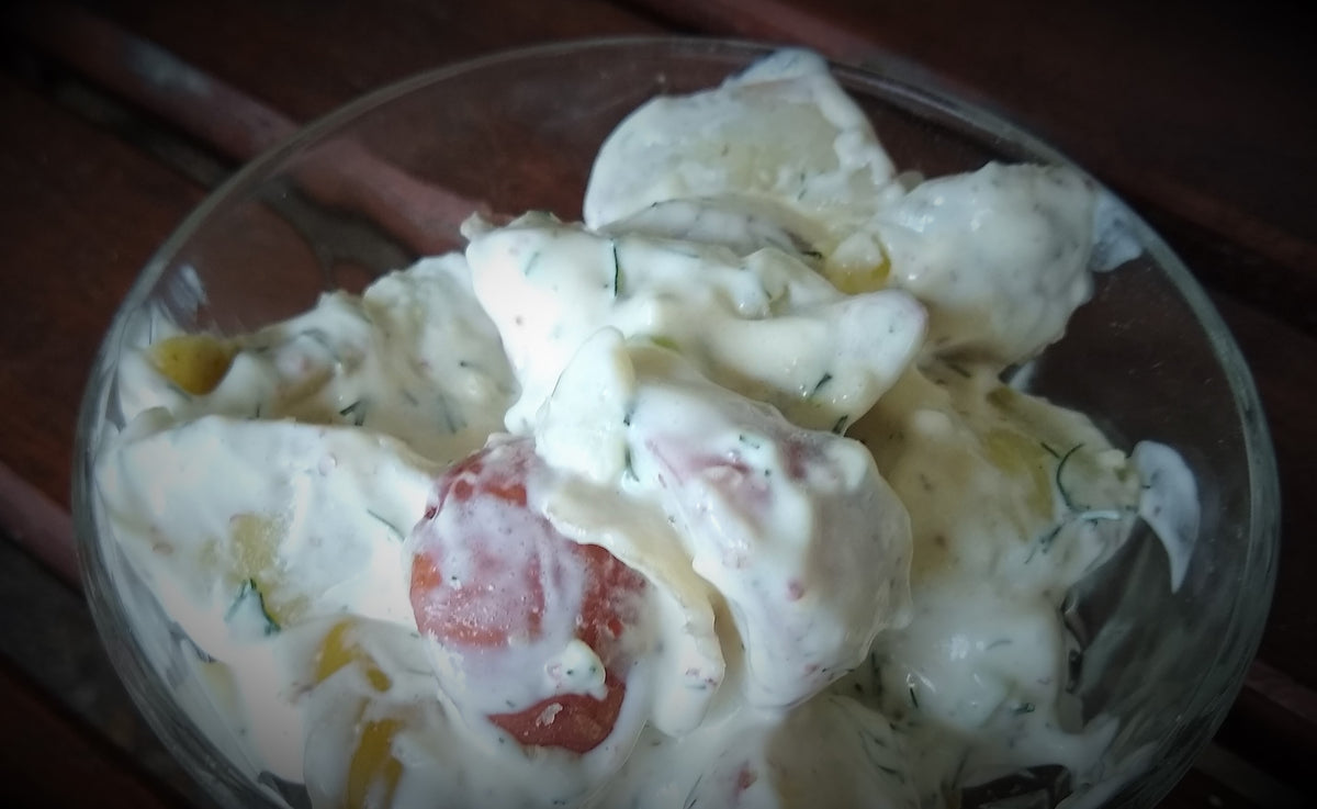 Creamy Potato Salad using your herb garden box