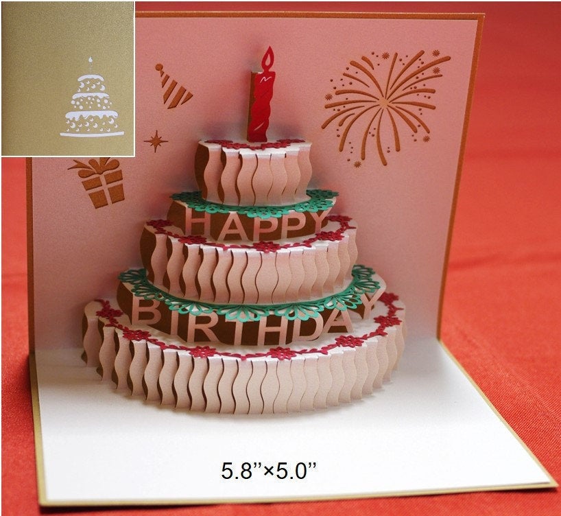 3D Pop Up Greeting Cards Happy Birthday Cake Anniversary Mother’s day Thank Gift 