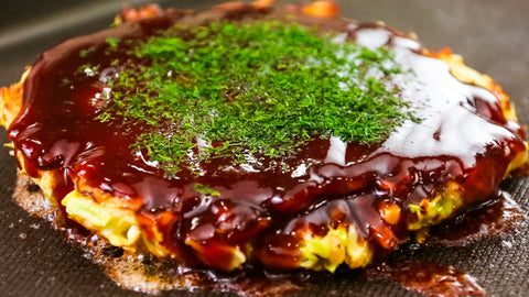Okonomiyaki with sauce