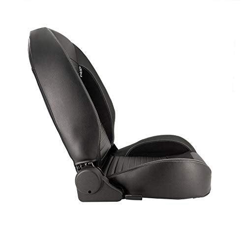 Left-side reclinable back-rest Suede Black Synthetic Leather incl slides Sport seat Classic II Grey stitching 