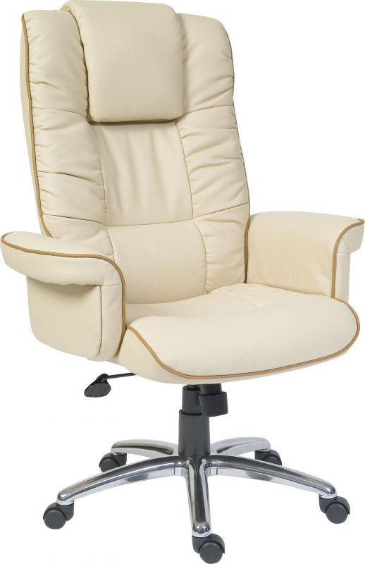 cream leather computer chair