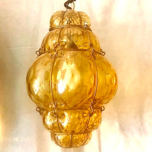 antique yellow glass lamp