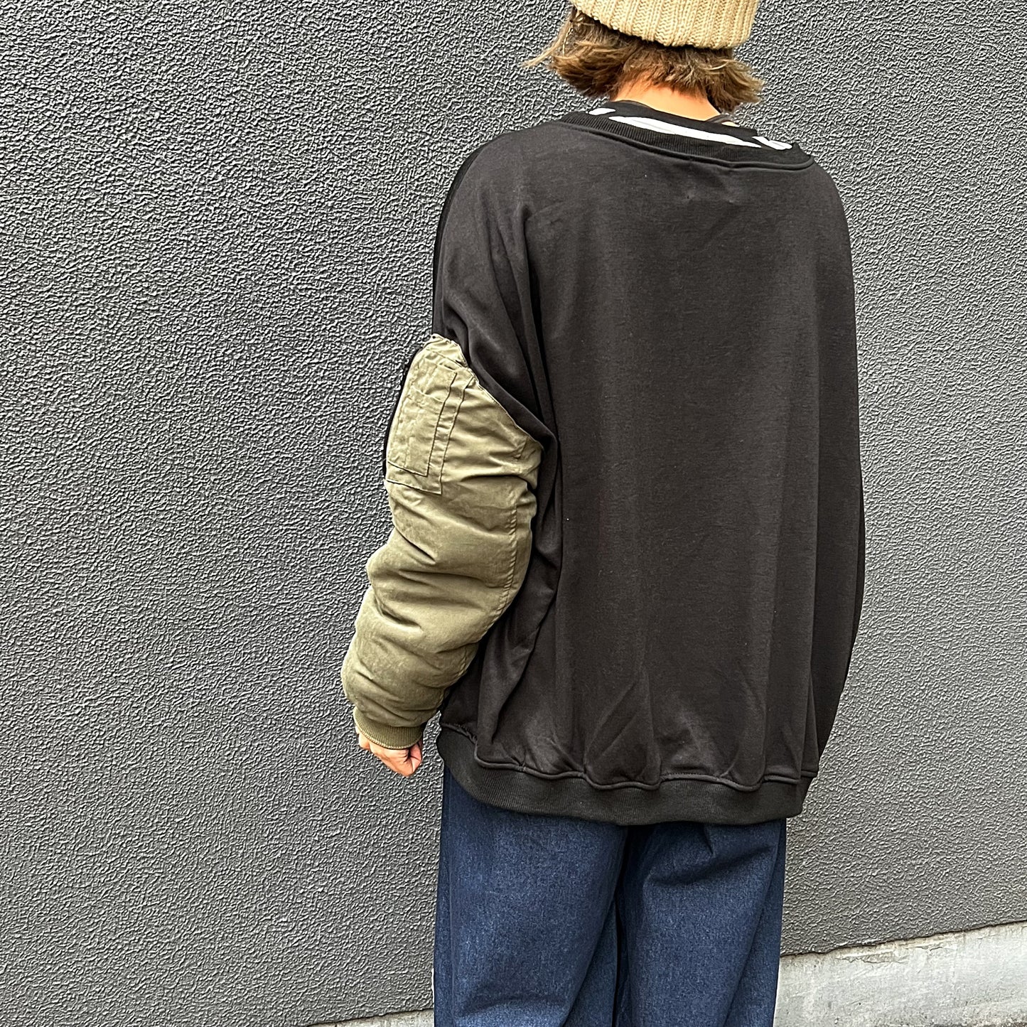 "中綿入りMA-1"異素材切替スリーブトップス