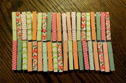 washi taped clothespins